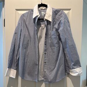 English Factory women’s blue striped shirt